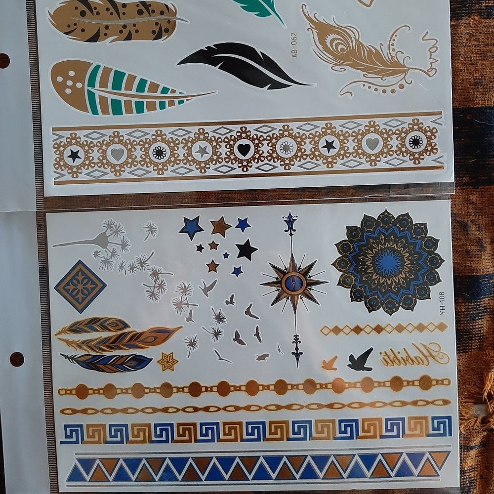 3 sheets Golden Silver Temporary Tattoo - Picture 6 of 16